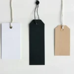 Blank white, black and kraft product tags, illustrating Shopify metafields for product details