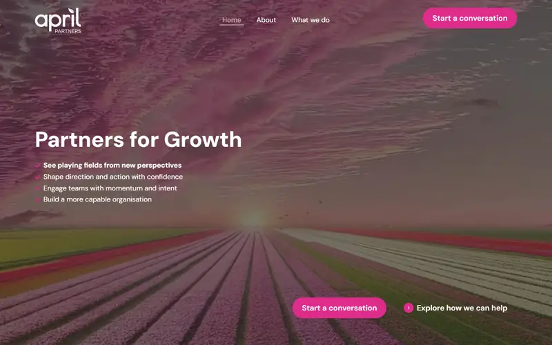 Home page of the April Partners website