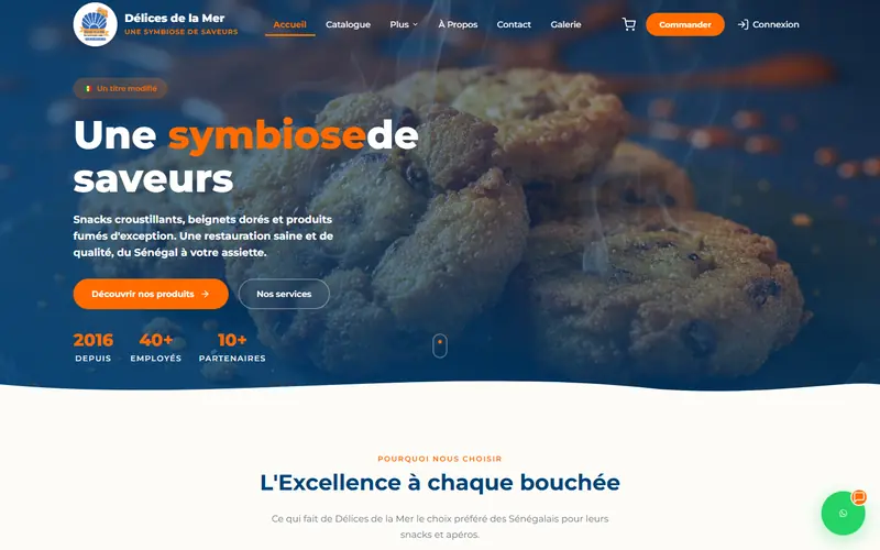 Home page of the Délices de la Mer website