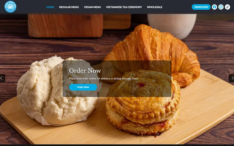 Home page of the Dong Hung Vien Bakery website