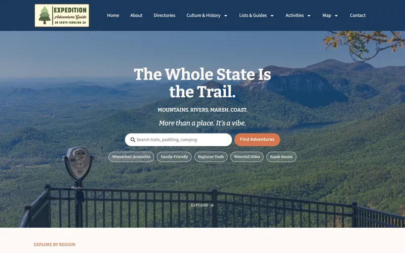 Home page of the Expedition South Carolina website