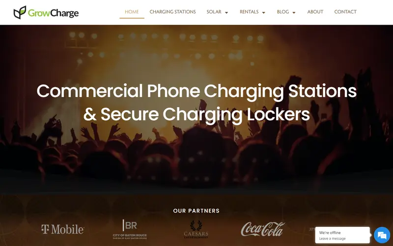 Home page of the GrowCharge website