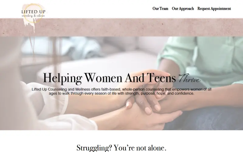 Home page of the Lifted Up Counseling website
