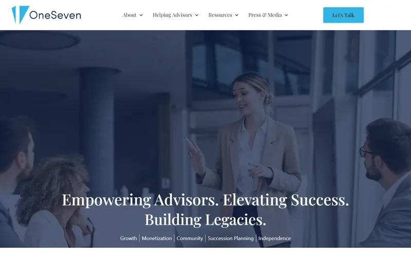 Home page of the OneSeven website