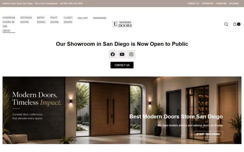 Home page of the RE Modern Doors website
