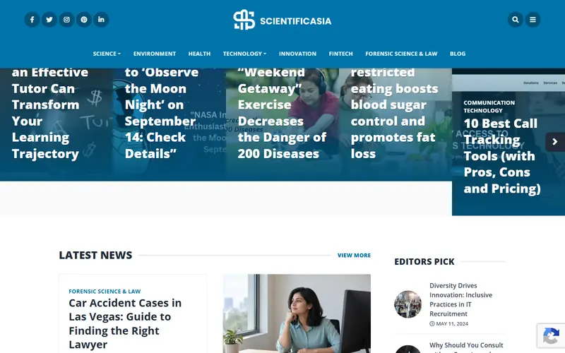 Home page of the ScientificAsia website