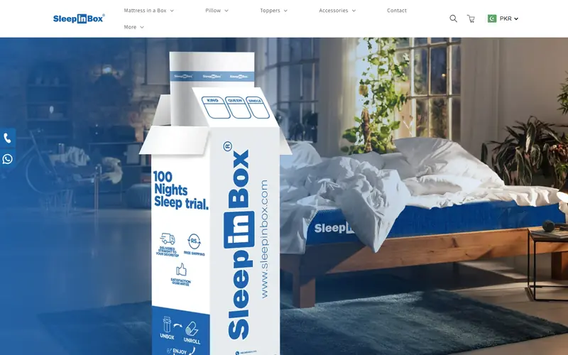 Home page of the SleepinBox website