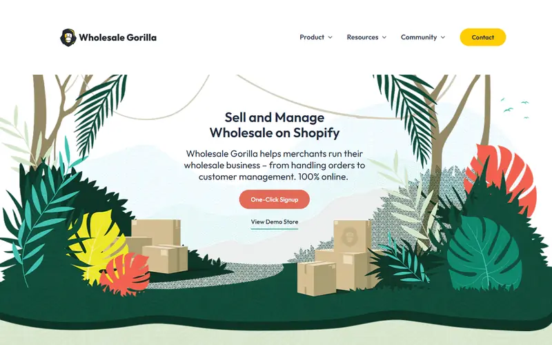 Home page of the Wholesale Gorilla website
