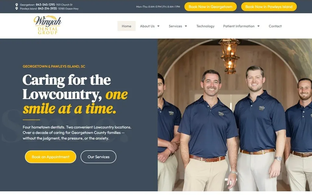 Home page of the Winyah Dental Group website