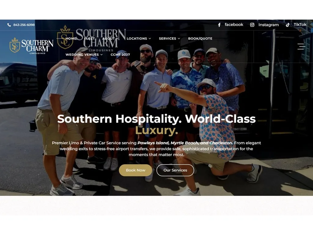 Screenshot of a limousine and event transport website