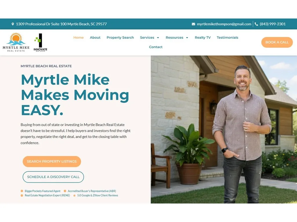Screenshot of a real estate website with community pages