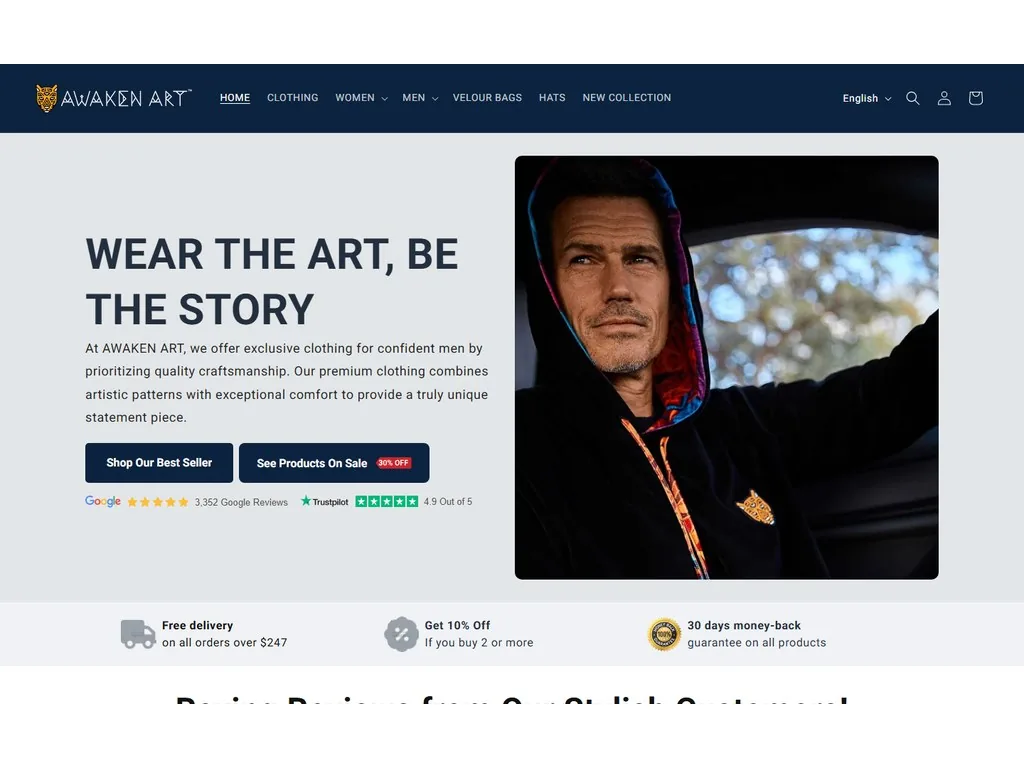 Screenshot of a Shopify clothing store with a pre-sale launch